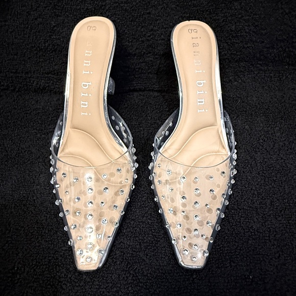 Gianni Bini Clear Rhinestone Embellished Mules - Picture 7 of 9